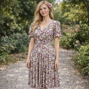 Vintage Cottage Core All That Jazz Button back Floral Mini Dress